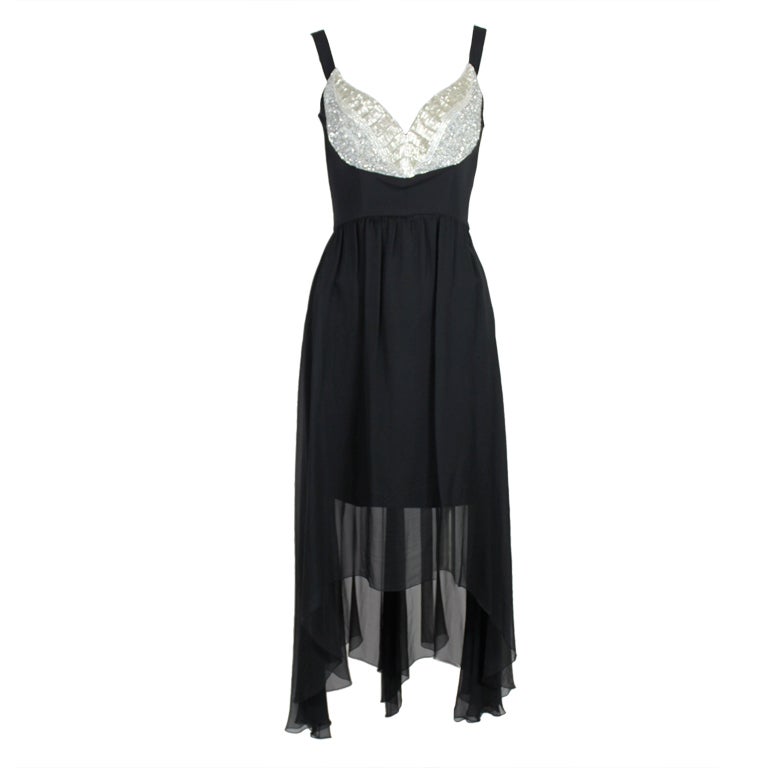 Lagerfeld Silk Party Dress with Embellished Bodice For Sale