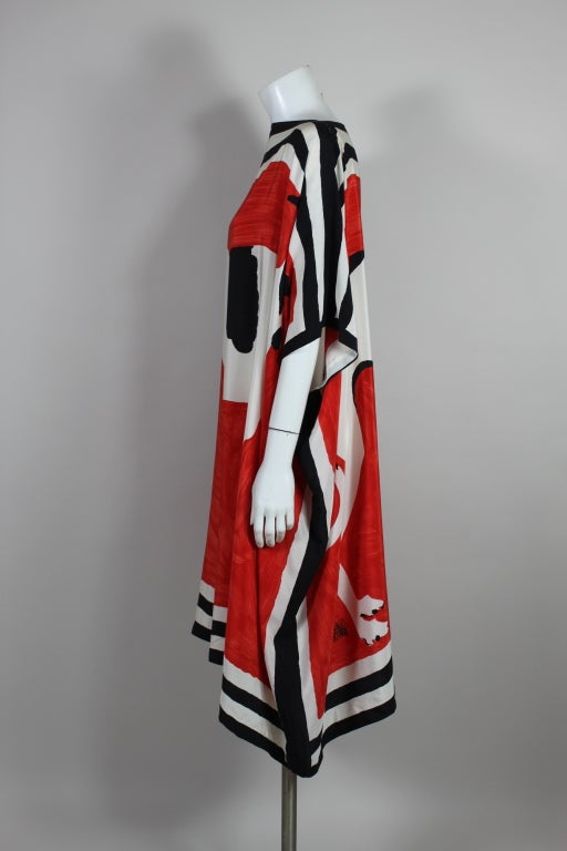 Women's 1980's Vollbrach Silk Greyhound Whippet Dog Print Dress