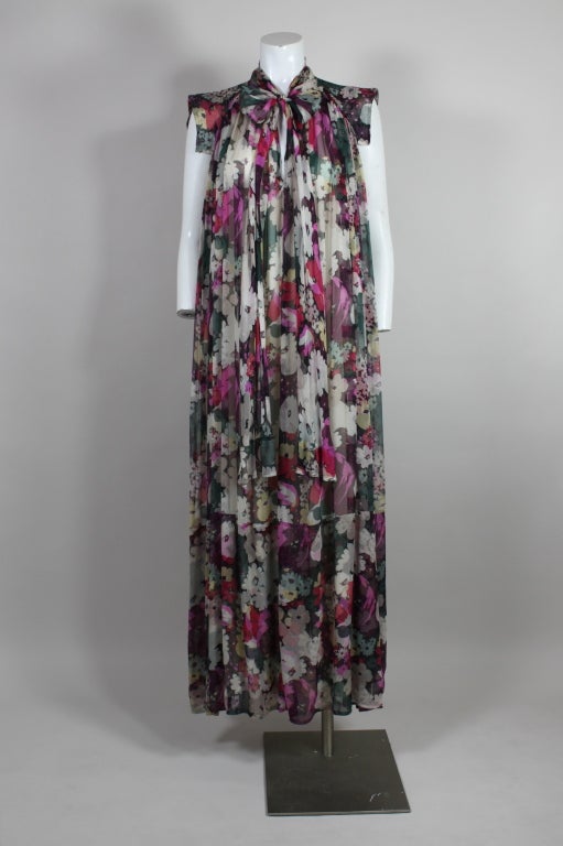 1970’s Deco Floral Chiffon Caftan