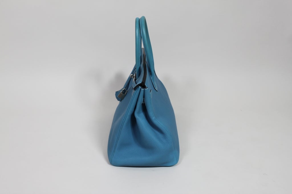 Women's Hermés 35cm BIRKIN Bag in Denim Blue with Palladium Hardware
