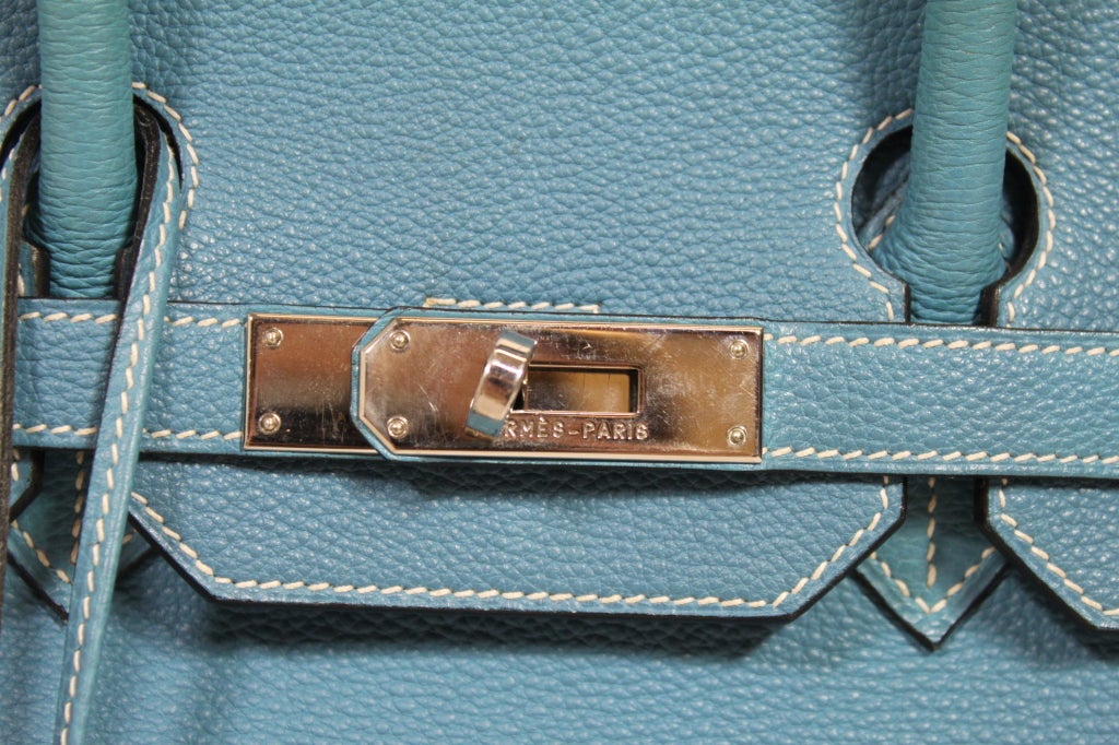 Hermés 35cm BIRKIN Bag in Denim Blue with Palladium Hardware 3