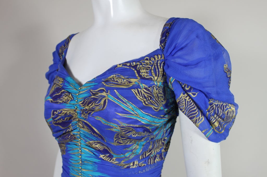 1980's Zandra Rhodes Hand Painted Silk Party Dress For Sale 2