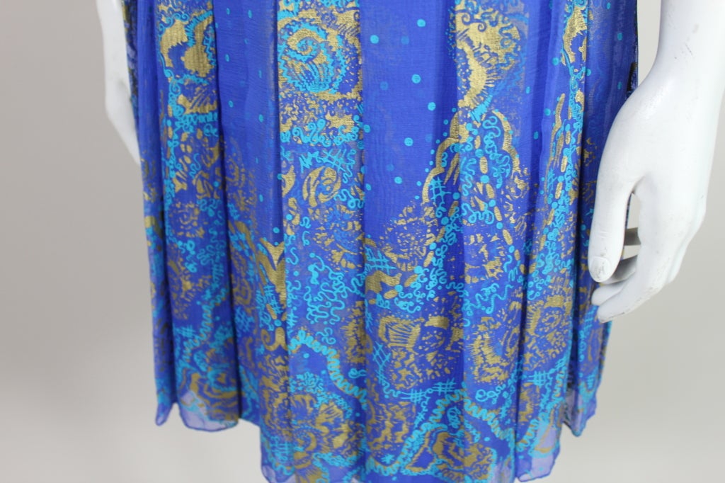 1980's Zandra Rhodes Hand Painted Silk Party Dress For Sale 3