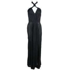 1990's Thierry Mugler Velvet Trimmed Silk Jersey Gown