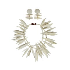 1980's Monies Shell Collar with Earrings