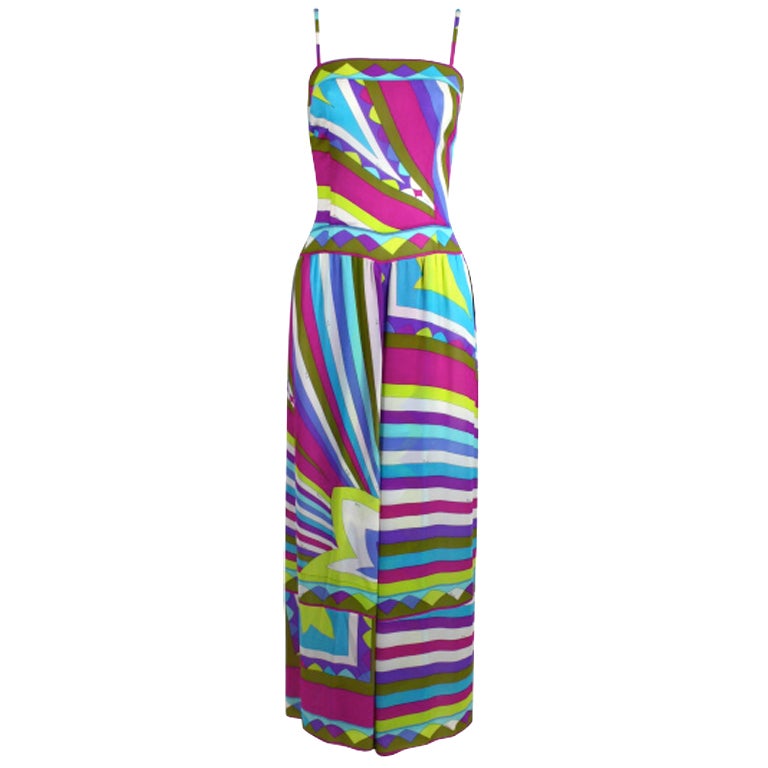 1960s Pucci Psychedelic Print Silk Palazzo Pant Jumpsuit