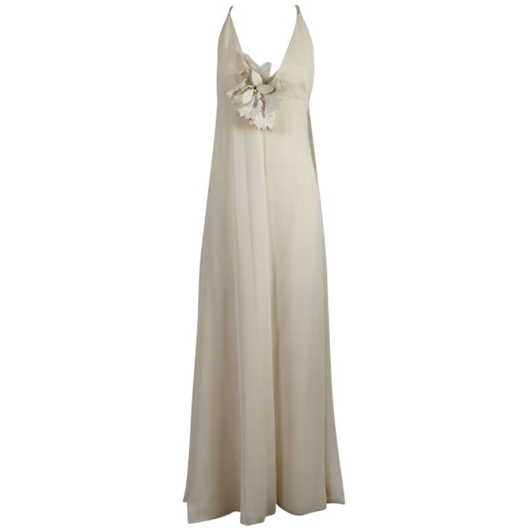 Spring 1974 Collection Christian Dior Ivory Chiffon Gown
