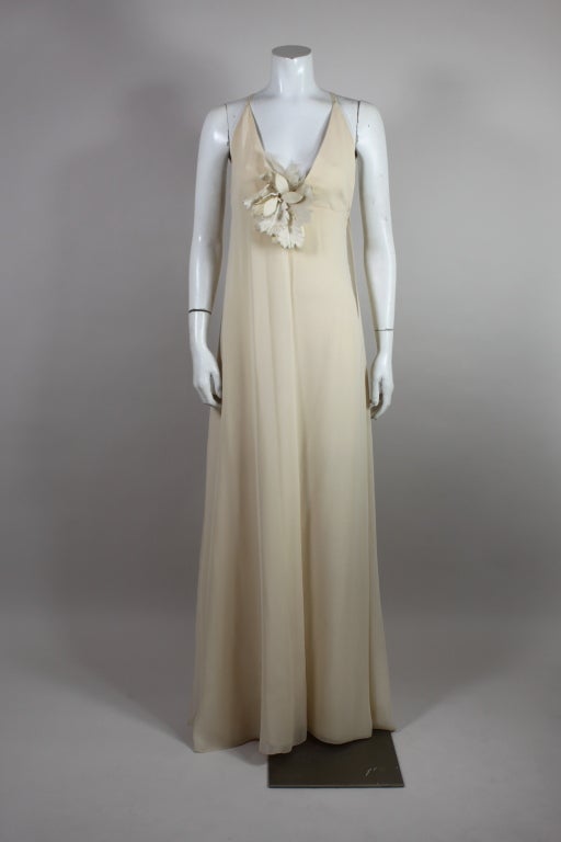 Women's Spring 1974 Collection Christian Dior Ivory Chiffon Gown