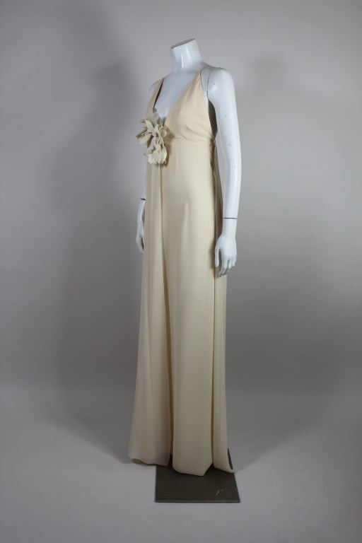 Spring 1974 Collection Christian Dior Ivory Chiffon Gown 1