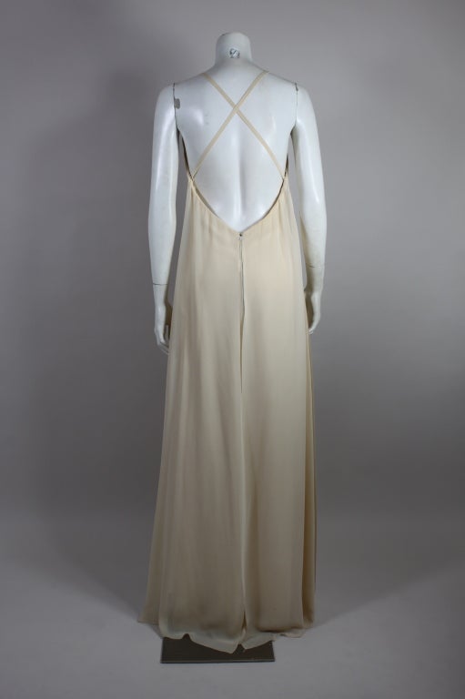 Spring 1974 Collection Christian Dior Ivory Chiffon Gown 3