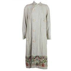 Edwardian Embroidered Cotton Linen Coat
