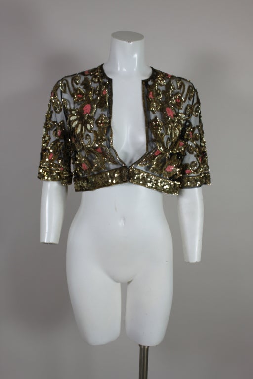 1920’s Metallic Gold Sequined Bolero Jacket at 1stdibs