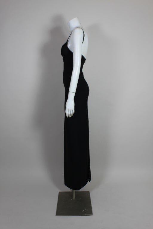 1990's Herve Leger Black Knit Bandage Gown For Sale 2