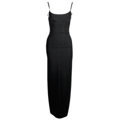 1990's Herve Leger Black Knit Bandage Gown