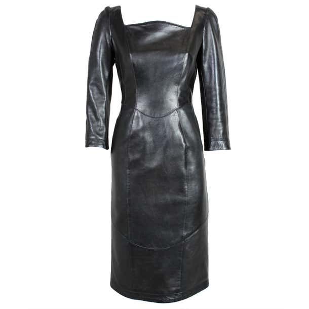 Thierry Mugler Leather Dress with Contoured Seaming at 1stDibs