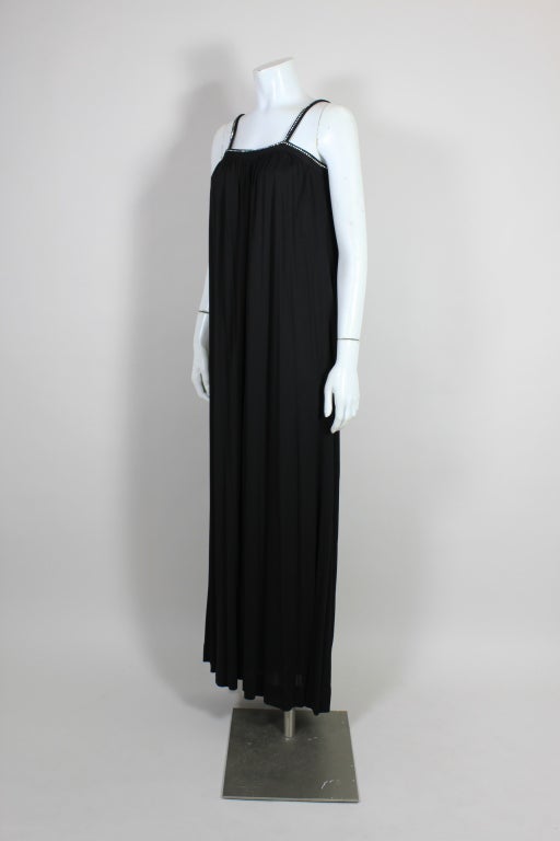 Women's 1970’s Ted Lapidus Silk Jersey Gown with Rhinestones For Sale