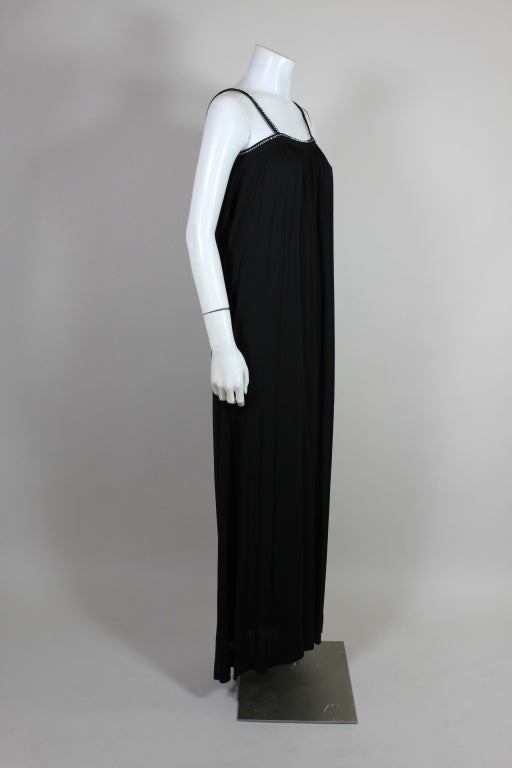 1970’s Ted Lapidus Silk Jersey Gown with Rhinestones For Sale 1