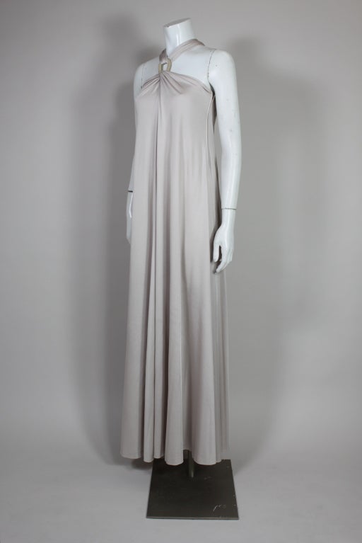 1970's Donald Brooks Dove Gray Jersey Gown 1