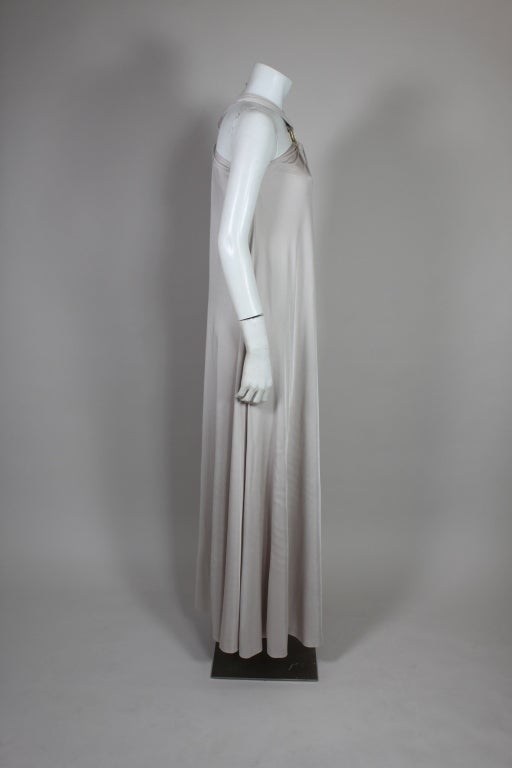 1970's Donald Brooks Dove Gray Jersey Gown 2