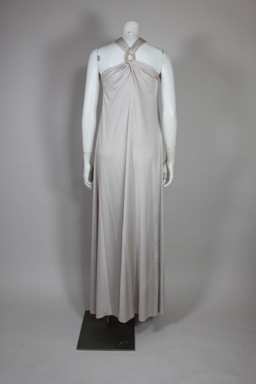 1970's Donald Brooks Dove Gray Jersey Gown 3