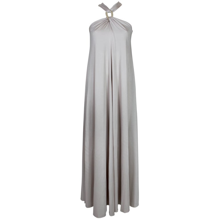 1970's Donald Brooks Dove Gray Jersey Gown