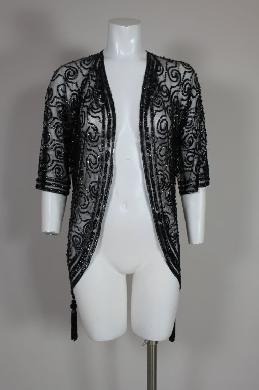 1920's Sequined Net Jacket with Beaded Tassels at 1stdibs