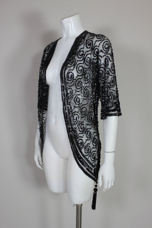 1920's Sequined Net Jacket with Beaded Tassels at 1stdibs