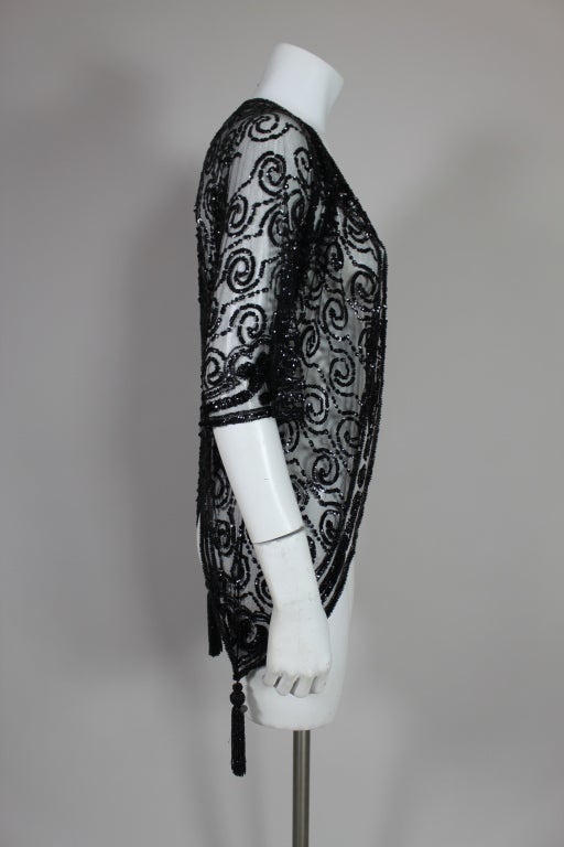 1920's Sequined Net Jacket with Beaded Tassels at 1stdibs