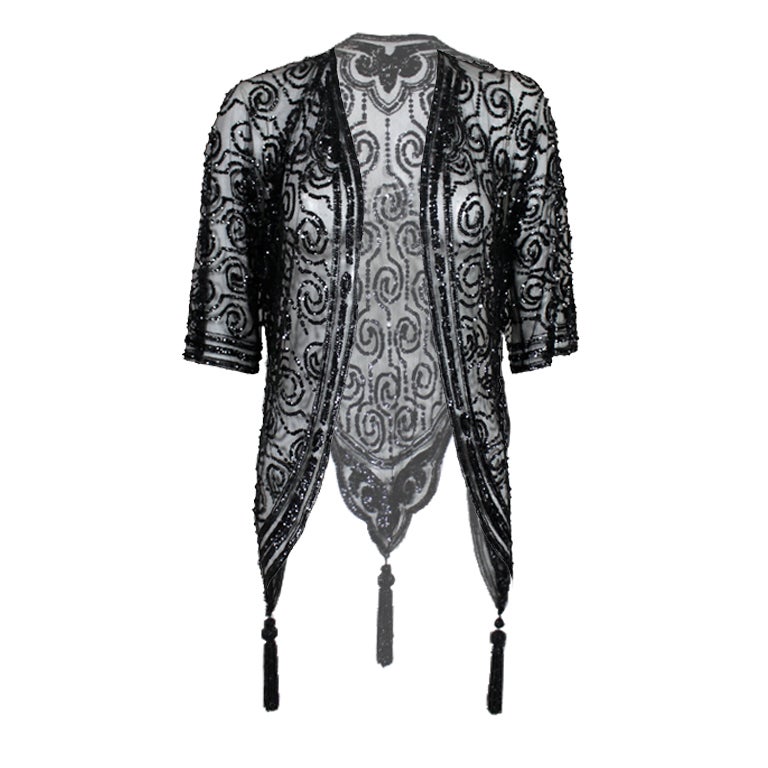 1920's Sequined Net Jacket with Beaded Tassels at 1stdibs