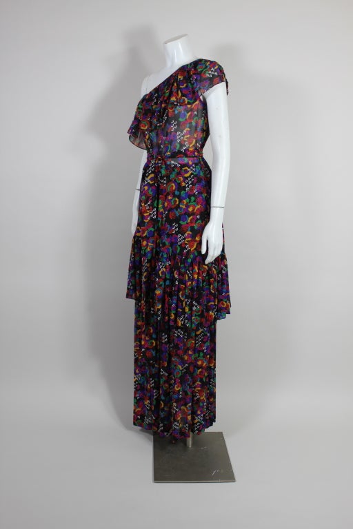 1980's YSL Yves Saint Laurent Silk Floral 2 pc. Ensemble 1