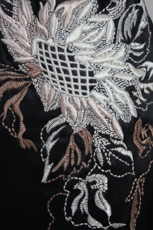Valentino 1990s Silk Embroidered Cocktail Dress For Sale 3
