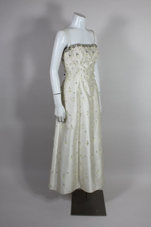 1960's Cream Beaded Gown 1