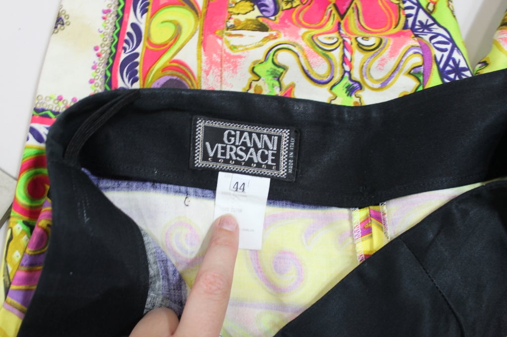 Early 1990's Versace Equestrian Print Cotton Trousers For Sale 5