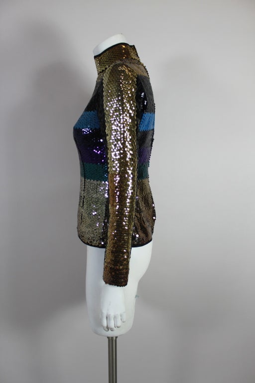 Pierre Cardin Sequined Color Block Blouse 3