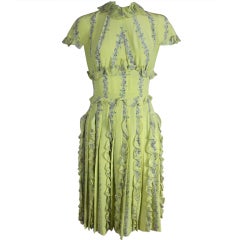 Di Marino Silk Floral Ruffled Cocktail Dress - Couture Finish