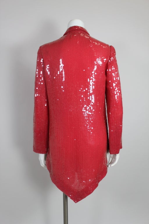 Halston Attribution 1970s Red Sequined Tunic with Handkerchief Hem 3