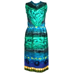 1960's Pauline Trigere impressionist Print Cocktail Dress