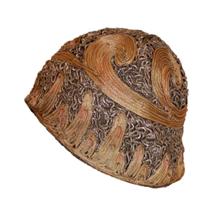1920's Metallic Lamé Cloche Hat For Sale