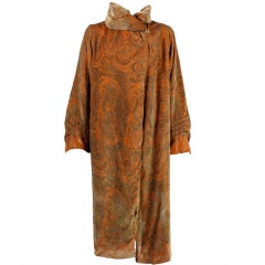 1920's Gallenga Stenciled Silk Velvet Coat