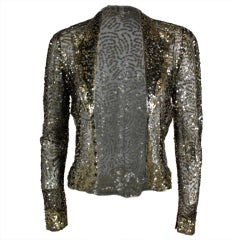 1930's Black Net Jacket with Silver Sequins