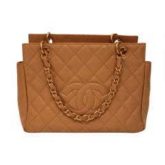 Chanel Caramel Quilted Leather Handbag with Monogram