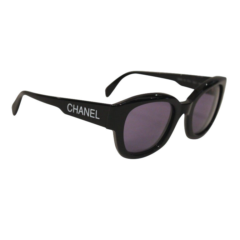 Chanel Black Mod Inspired Sunglasses at 1stDibs