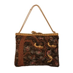 1920s Hand Embroidered Evening Bag with Squirrels
