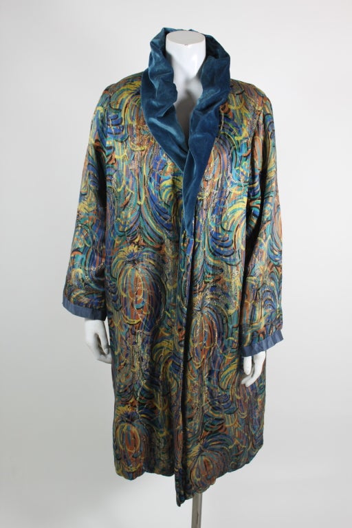 1920’s Tropical Starburst Silk Lamé Opera Coat