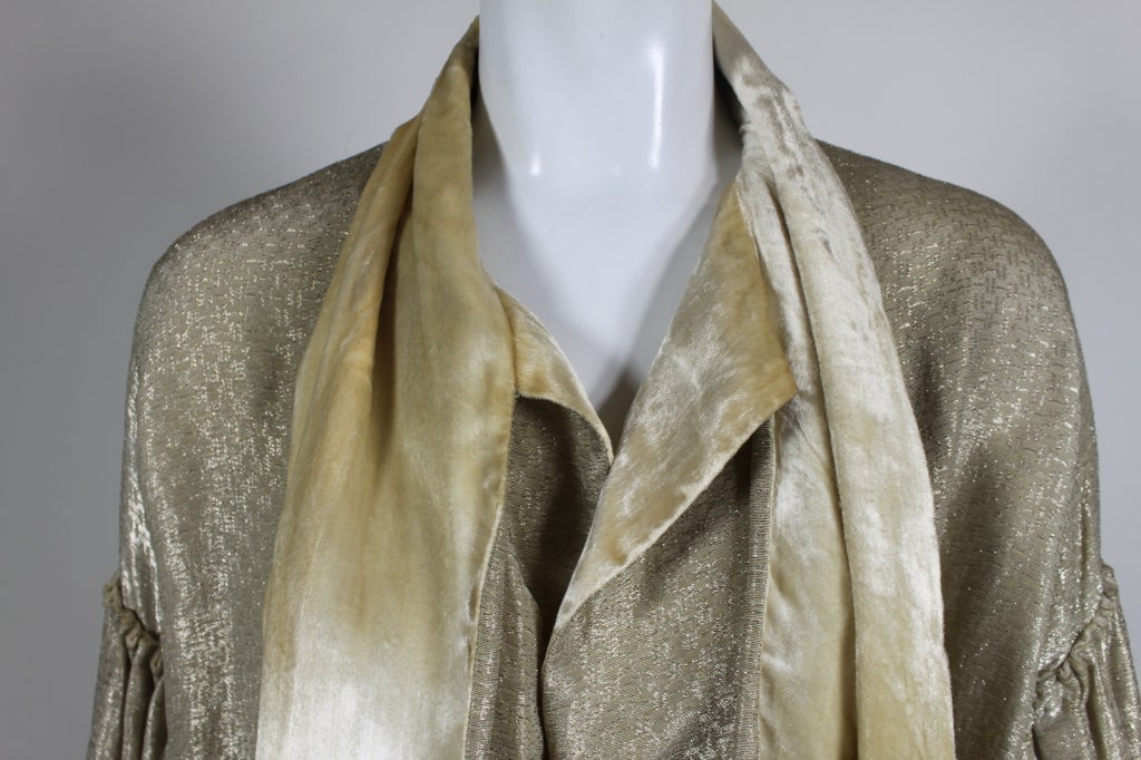 Women's 1920’s Shimmering Gold Silk Lamé Duster Coat For Sale