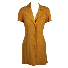 Lanvin Yellow Checkered Silk Dress