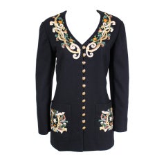 Chanel Wool Cashmere Jacket with Appliqué Embroidery