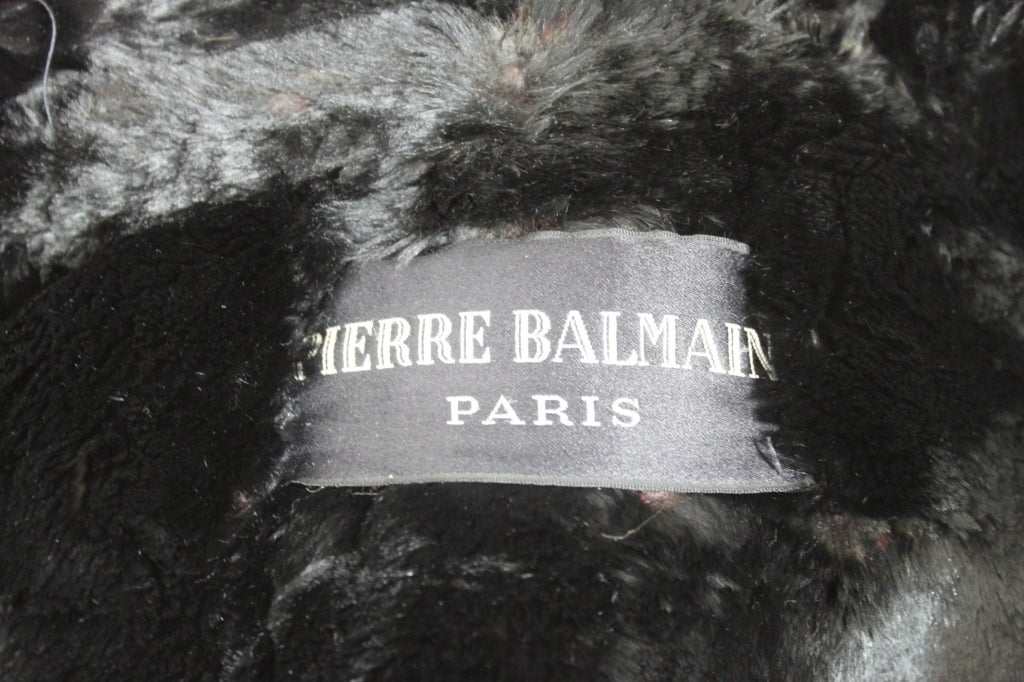 Balmain 1960s Lipstick Red Coat with Fur Trim For Sale 4