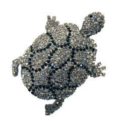 Pauline Trigere Rhinestone Turtle Brooch