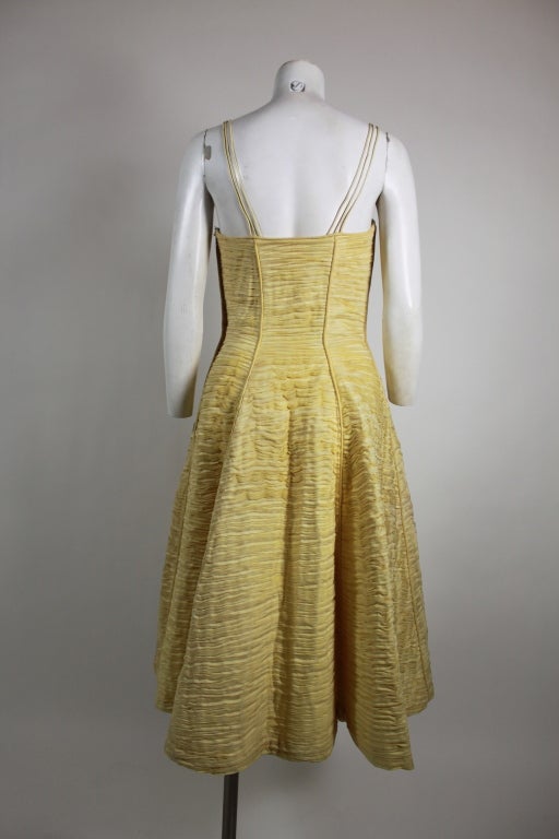 Women's 1950's Sybil Connolly Hand Pleated Linen Dress